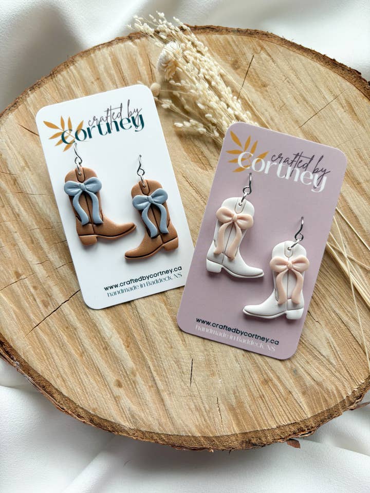 Cow-Bow Boots Dangles for wholesale by Crafted by Cortney