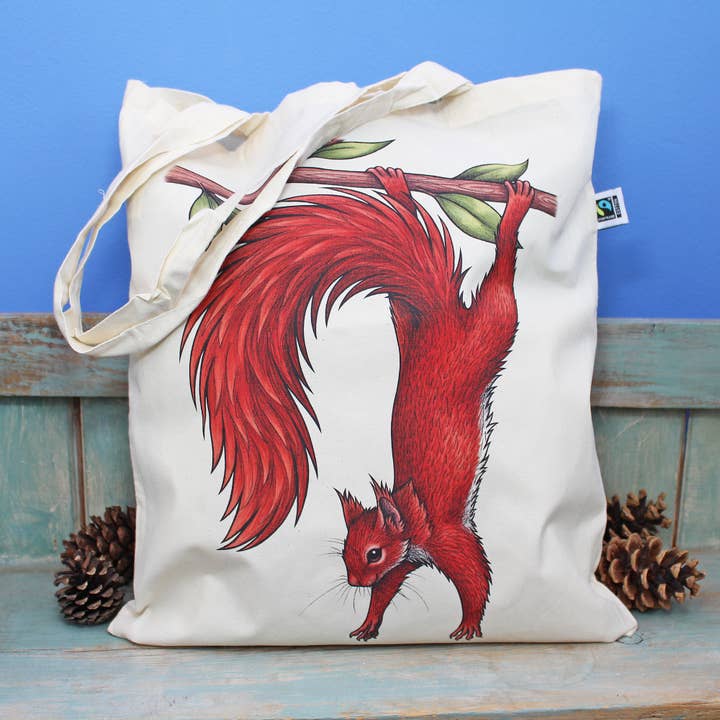 Saco Ecológico de Esquilo Vermelho ~ Algodão Orgânico & Comércio Justo por atacado de Lyndsey Green Illustration