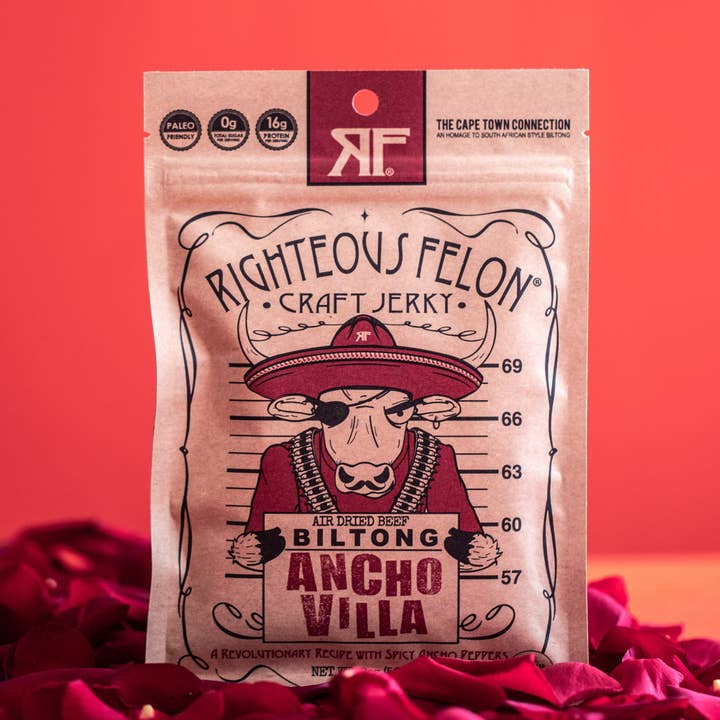 Righteous Felon Craft Jerky - Vente Viande séchée - Ancho Villa Biltong 2oz2