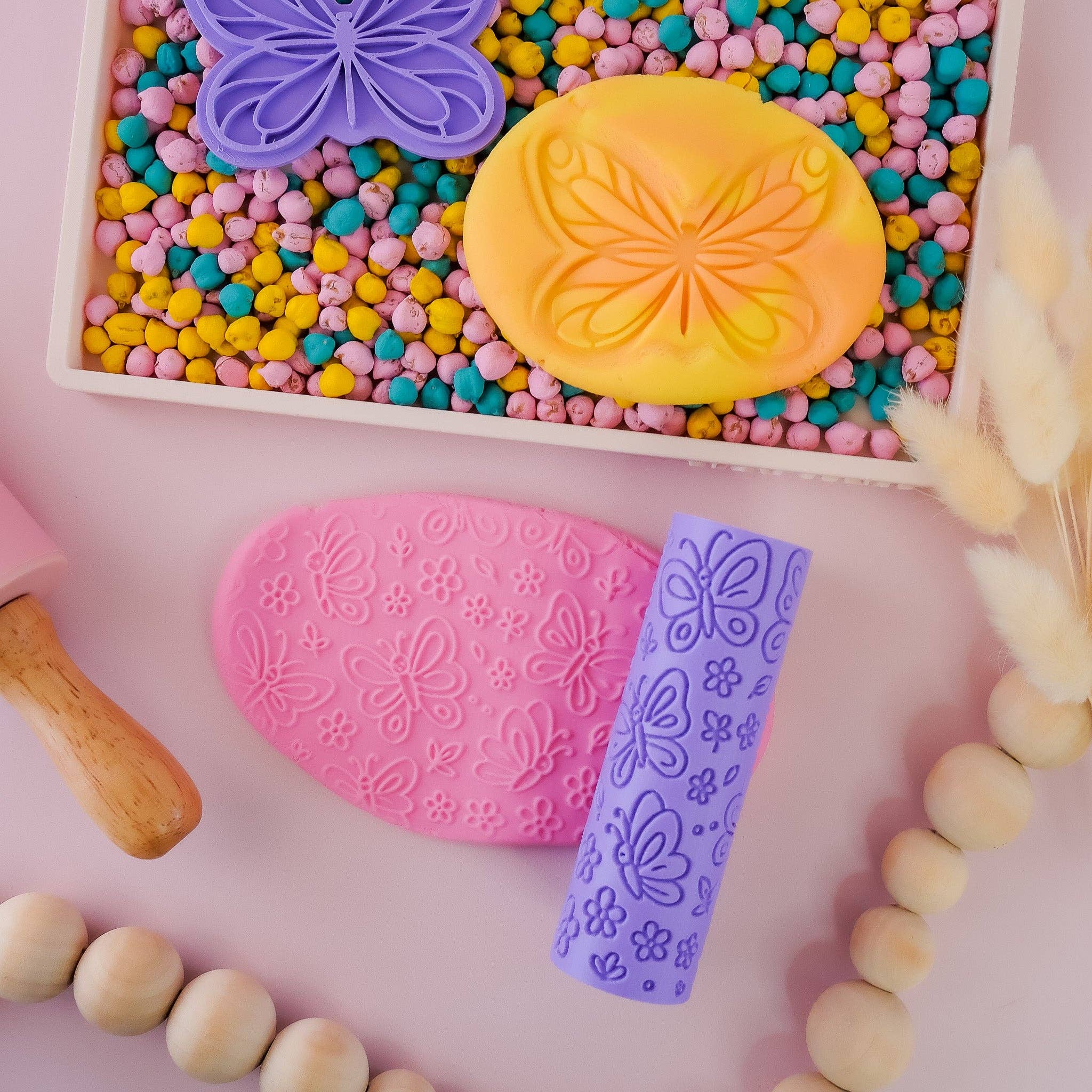 Play Sense - Vente Pâte ingénieuse/slime – enfant - Rouleau texturé écologique papillon1