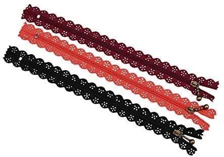 Mandala Crafts - Wholesale Craft Sewing Kit - Lace Zippers for Sewing, Exposed Novelty Zippers with Decorative Lacy Edge for Sewing; Bulk 40 PCs, 20 Assorted Colors; by Mandala Crafts6