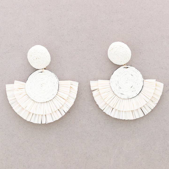 Sonata – Großhandel Ohrhänger – Ohrringe aus Raffia in Fächerform5