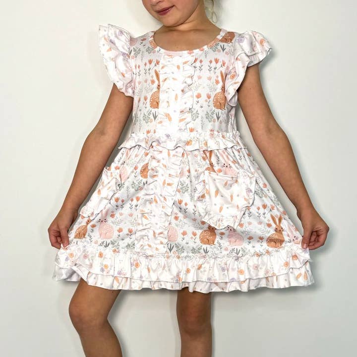 Carrot top Bunny Girls Dress Easter for wholesale by Clover Cottage