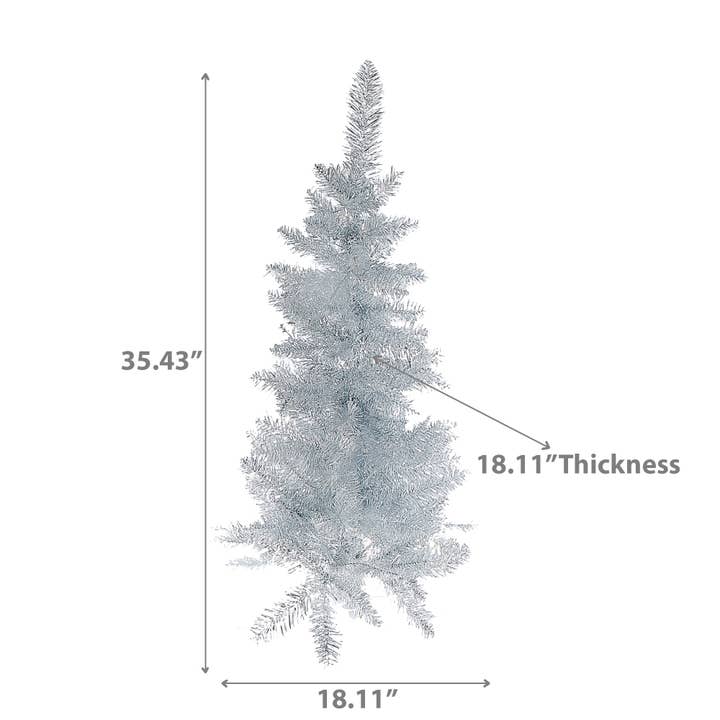 IH Casa Decor – wholesale Artificial Christmas tree – 3' SILVER TINSEL XMAS TREE 120 NORMAL TIP W/PLASTIC STAND2