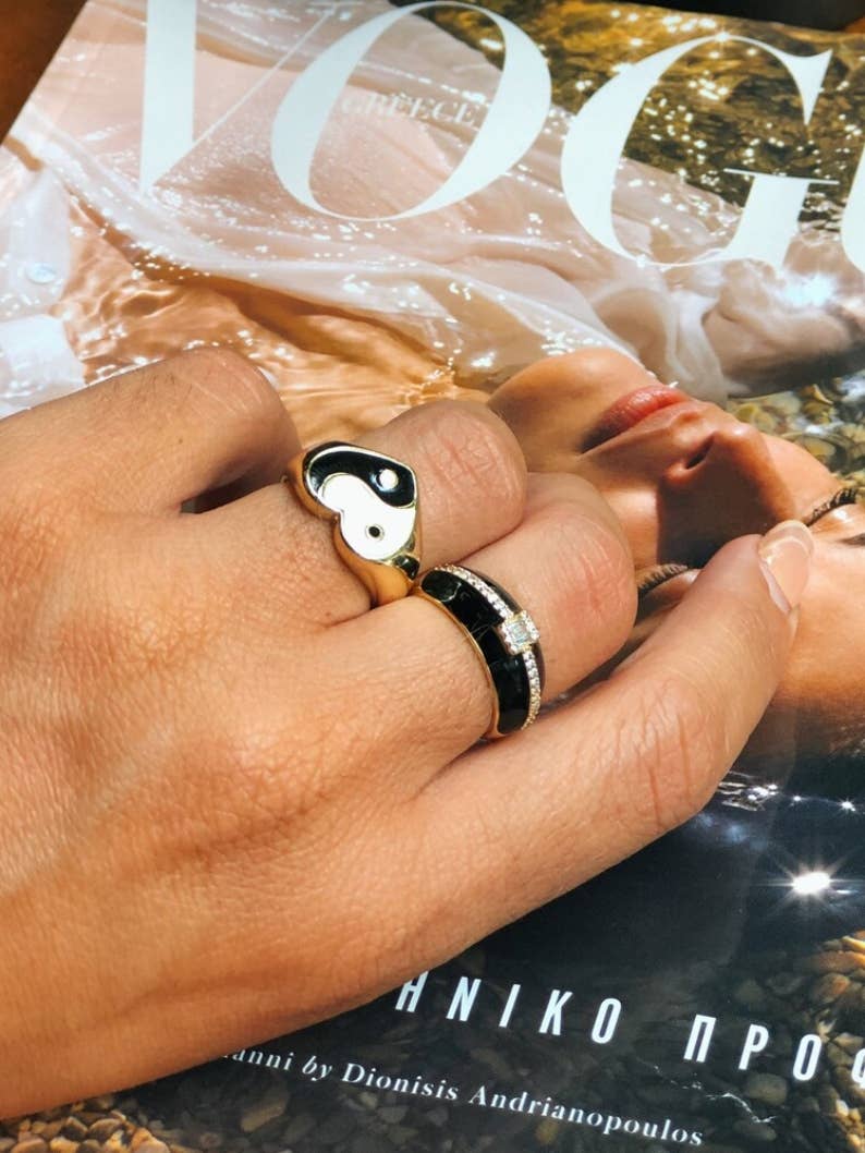 Christina Christi - Vendita all'ingrosso Anello midi/a fascia - Anello Yin Yang, anello a cuore, anelli a fascia larga, anelli larghi0