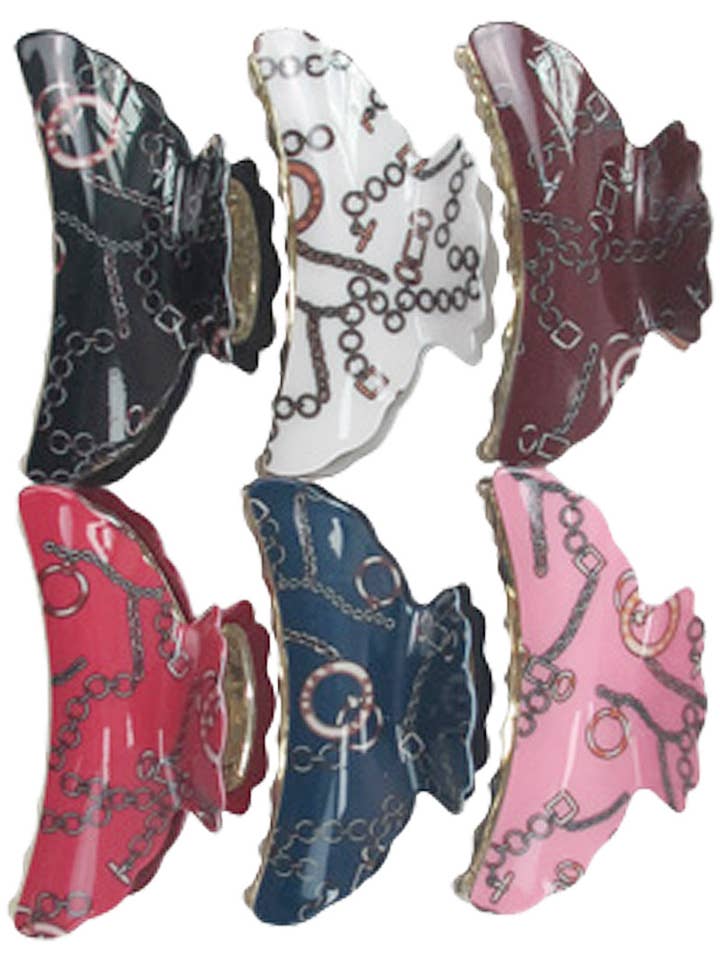 Link Chain Half Moon Clam Shell Hair Claw for wholesale by Cap Zone