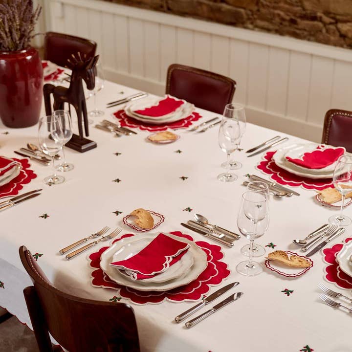 Mariaida Home - Wholesale Tablecloth - Embroidered Table Towel with Azevinhos1