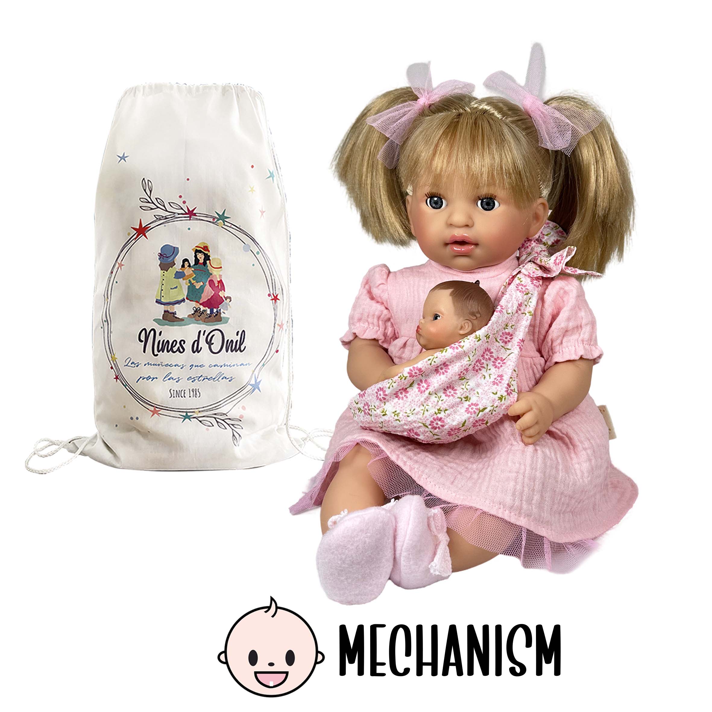 Nines Artesanals d'Onil Dolls - Wholesale Doll - Kids - ALEX DOLL WITH PINK BABY5