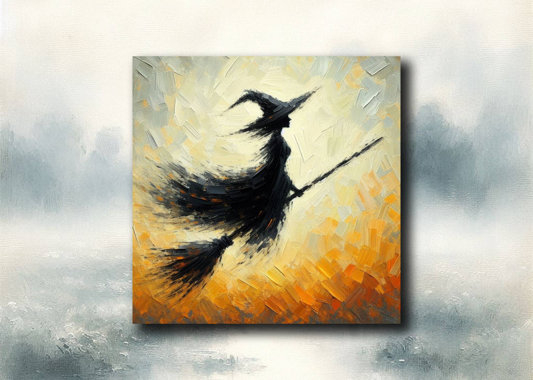 frostedgrey - Wholesale Magnet - Halloween Witch on a broom Fridge Magnet 55x55mm- Souvenirs0