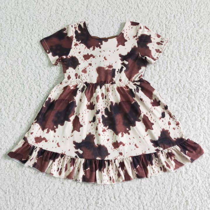 Yawoo Garments - Wholesale Dress - Kids - Cow print short sleeve bow backless baby girls summer dresses3