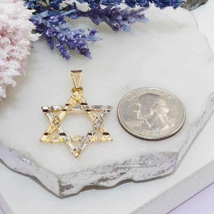 Cherie by Cherie - Wholesale Individual Charm/Pendant - Gold & Silver Hammered Star of David Pendant1