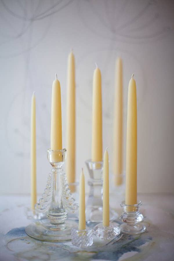 Mole Hollow Candles - Wholesale Tapered Candle/Candlestick - 8" Hand Dipped Pure Beeswax Taper Candles - Natural Beeswax1