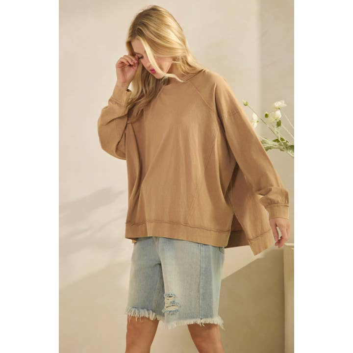 Sage + Fig - Wholesale T-shirt – women's - MINERAL WASH CREWNECK SWEATSHIRT (STC7908)15