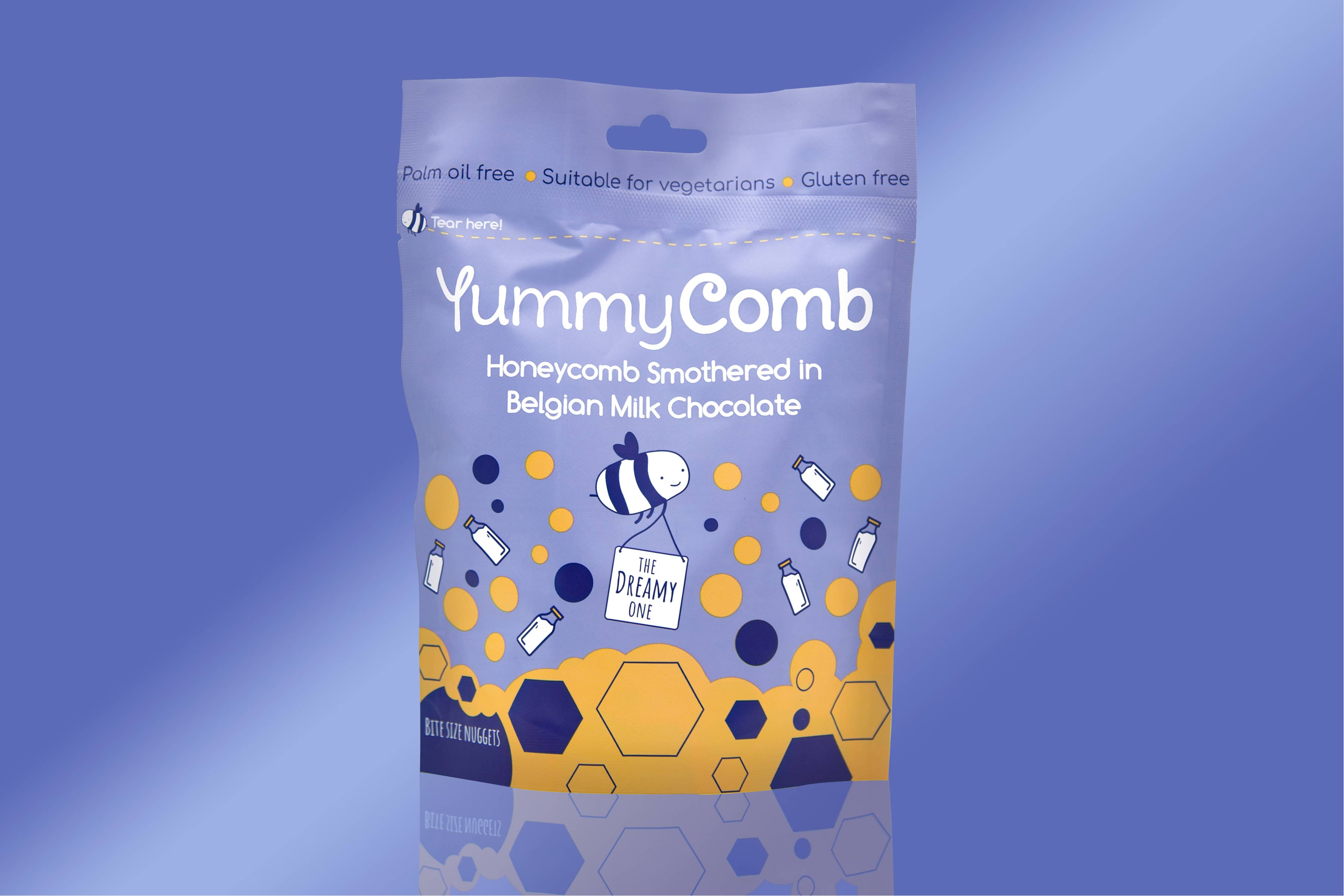 Yummycomb – wholesale Chocolate-covered sweets – 6 x Belgian Milk Chocolate Honeycomb pouches (100g)8