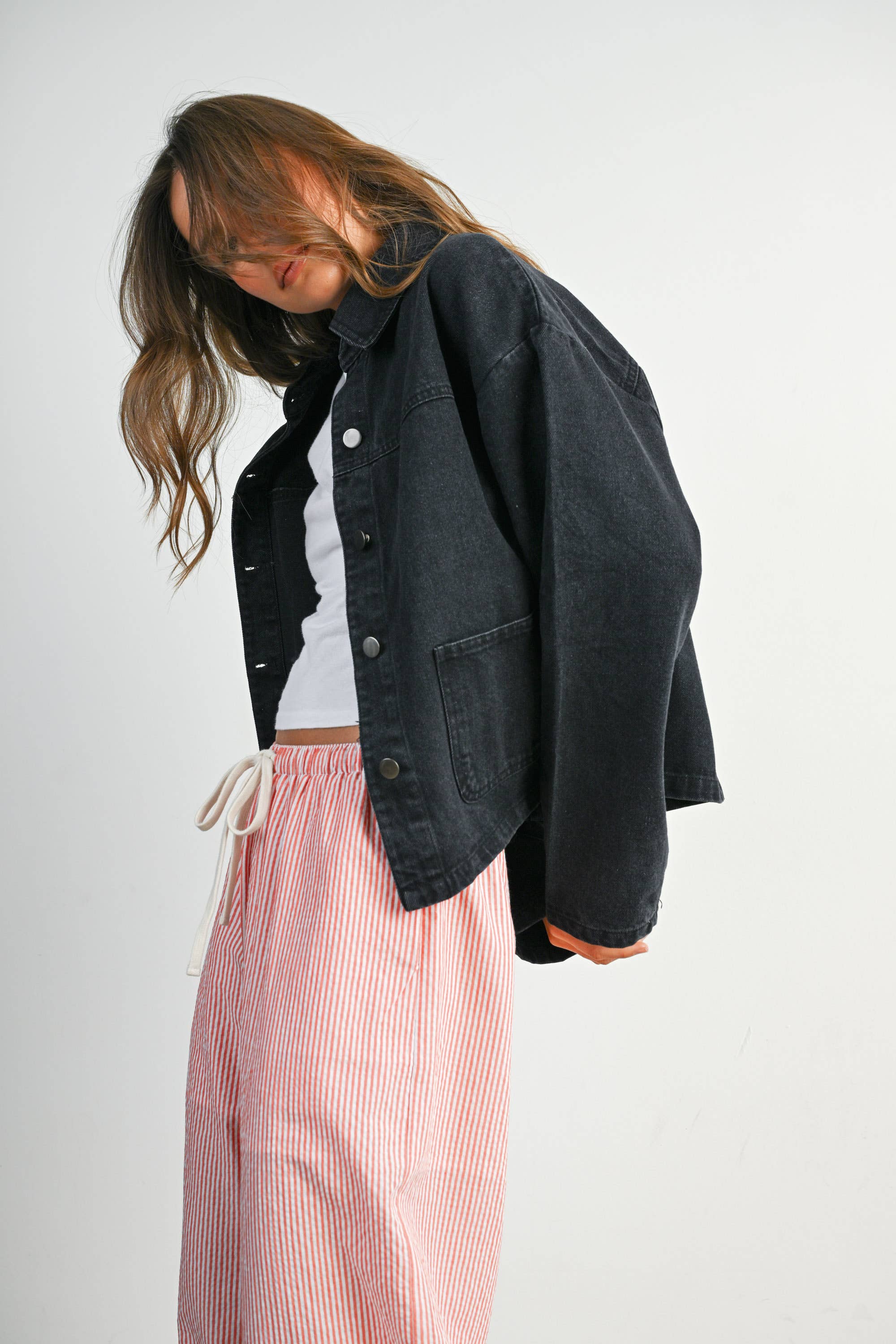 BUTTERMELON - Wholesale Denim Jacket - Women's - Button-Down Jacket with Shirt Collar and Pockets - BMJ782123