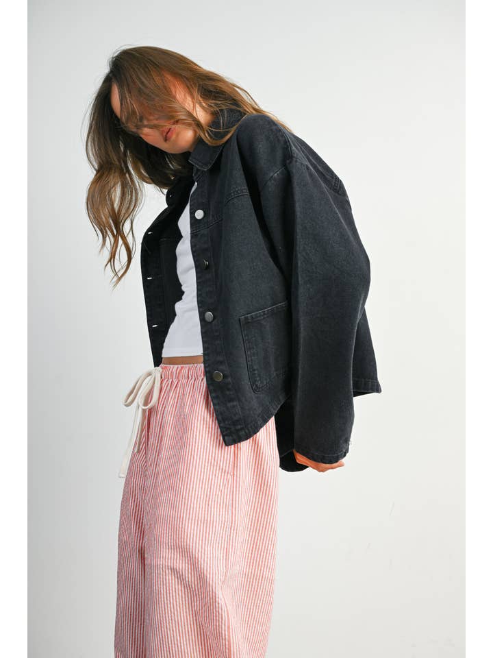 BUTTERMELON - Wholesale Denim Jacket - Women's - Button-Down Jacket with Shirt Collar and Pockets - BMJ782123