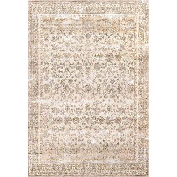 Beige Deadra Vintage Floral Machine Washable Area Rug for wholesale on Faire