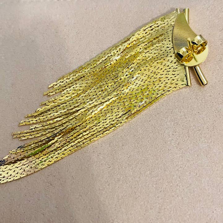Housegoldjewelry - Wholesale Dangle Earrings - Gold Fringe Earrings, Hoop Fringe Earrings, Long Dangle Earr9