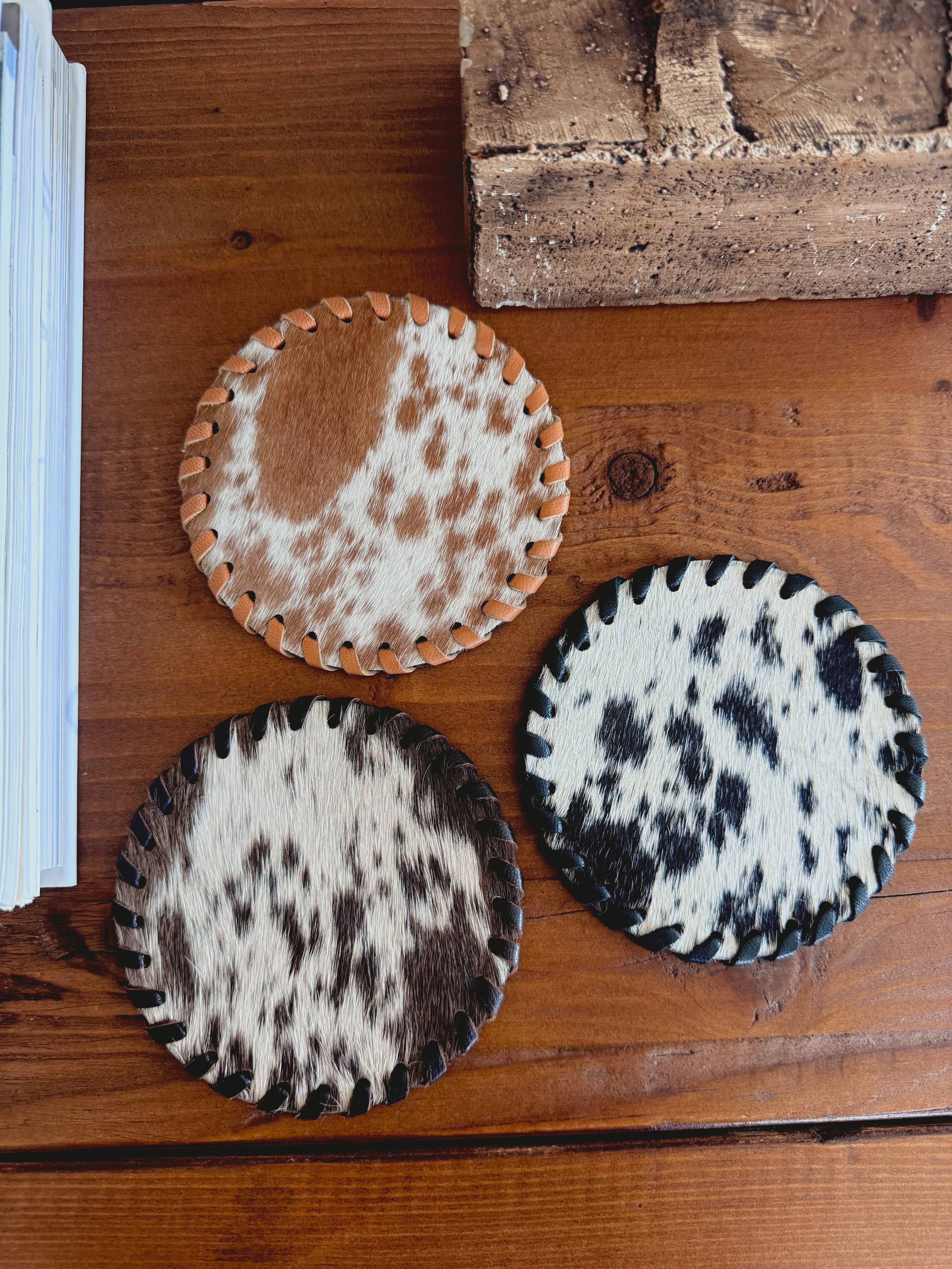 Boho Ranch Shop - Wholesale Coasters - Genuine Cowhide Leather Coasters P| Western Hair-On Hide14