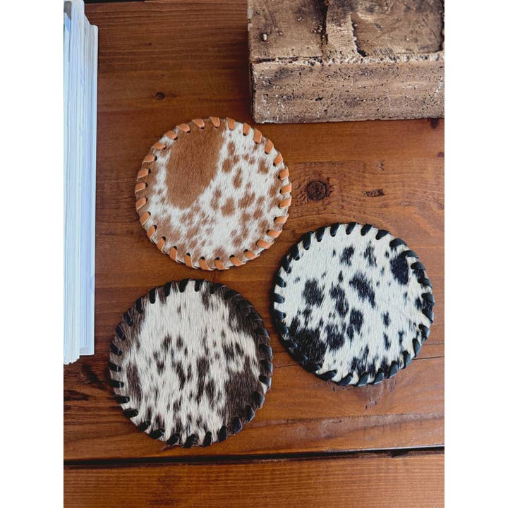Boho Ranch Shop - Wholesale Coasters - Genuine Cowhide Leather Coasters P| Western Hair-On Hide14