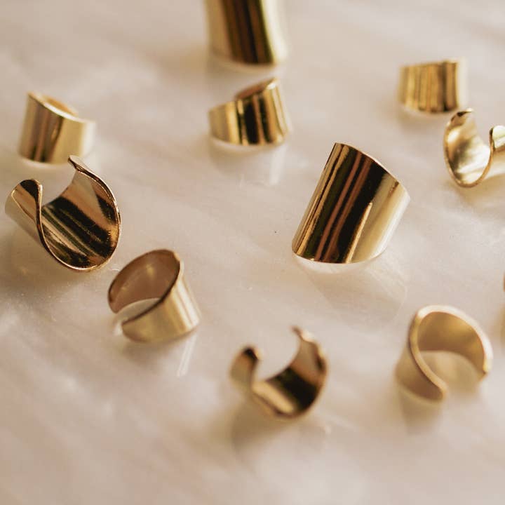 Hannah Naomi - Wholesale Cuff/Wrap Earrings - Shield Ear Cuff-Faux Earring, 14K Gold FIll