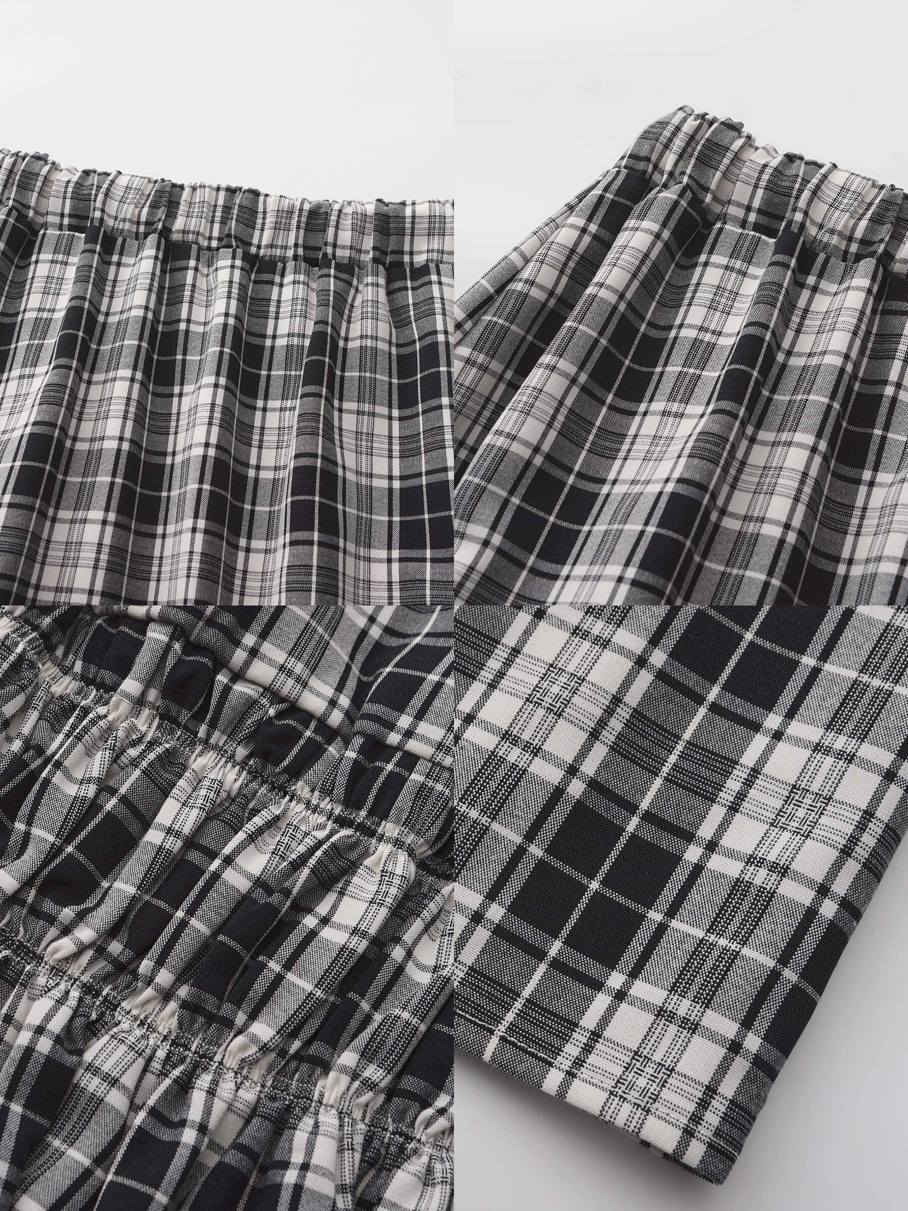 CUBIC - Wholesale Skirt - Women's - Elastic Drawstring High Waist Checked Skirt5