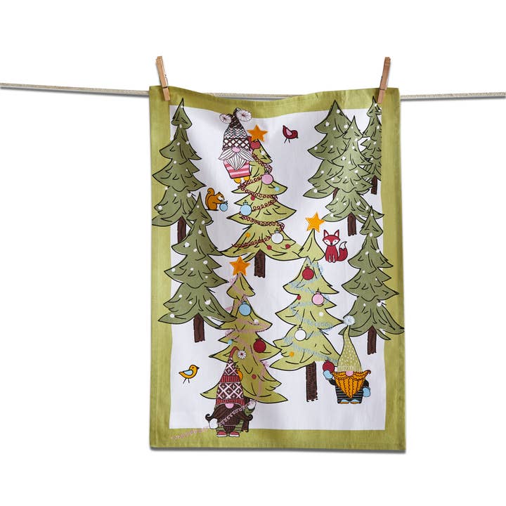 tag - Wholesale Tea Towel - SALE Christmas Woodlands Gnomies & Furry Friends Dishtowel