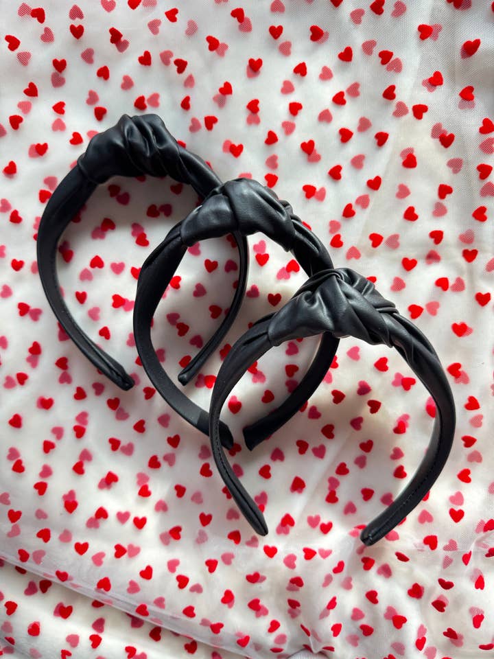 Black Pleather Top Knot Headband - Handmade Brynnbands for wholesale by Brynnbands