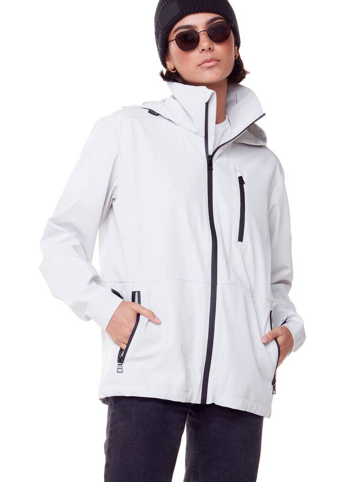 CARMACKS | UNISEX (RECYCLED) MIDWEIGHT RAIN SHELL JACKET, CEMENT for wholesale by Alpine North US