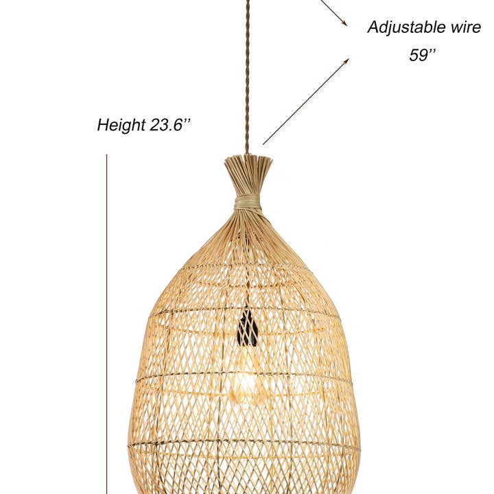 ELE Light & Decor - Wholesale Chandelier/Hanging Light - Handmade Rattan Teardrop Pendant Light