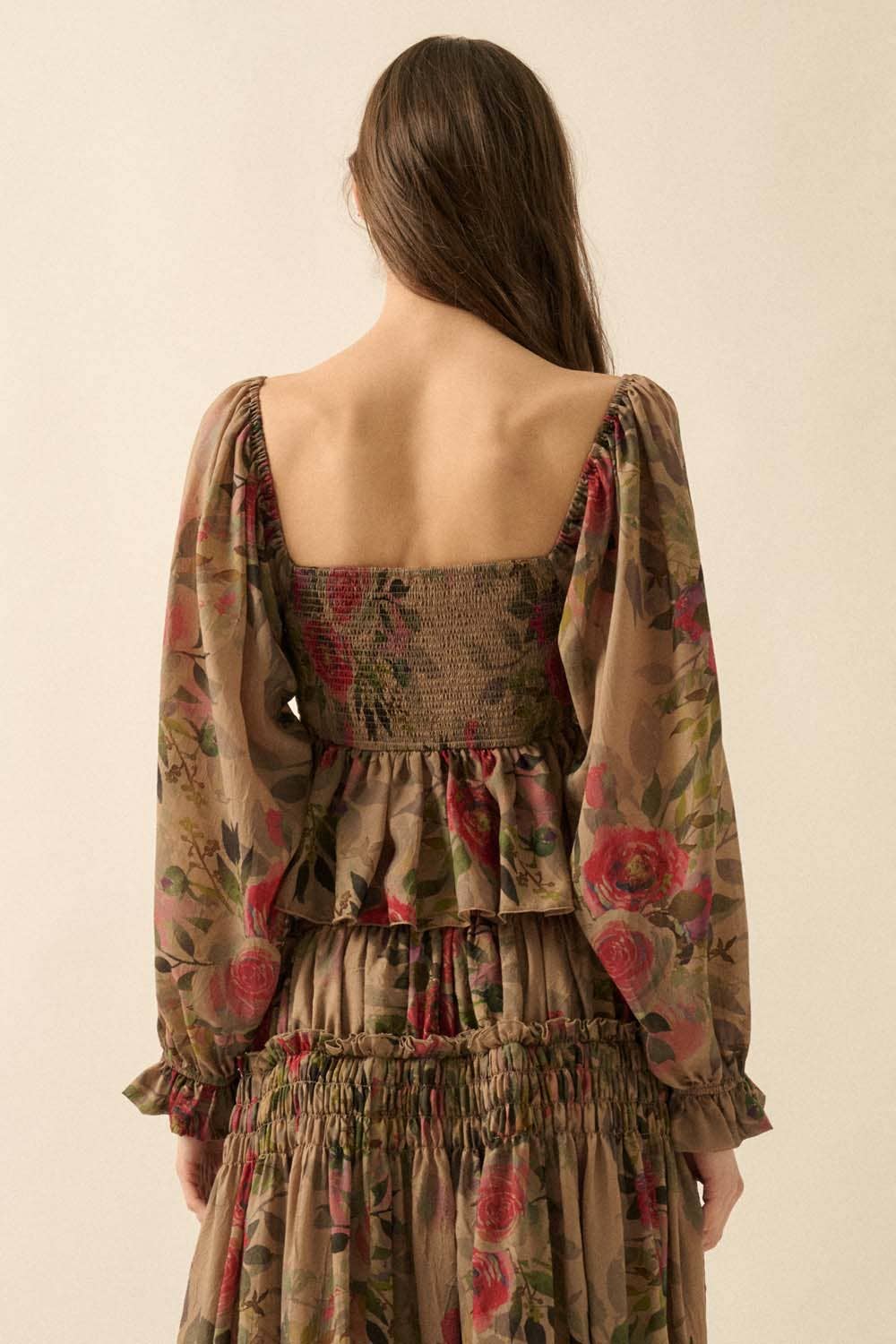 Promesa USA - Wholesale Blouse - Women's - Floral-Print Smocked Sweetheart Peplum Peasant Top17