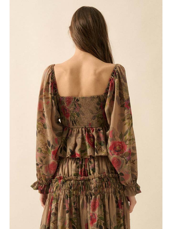 Promesa USA - Wholesale Blouse - Women's - Floral-Print Smocked Sweetheart Peplum Peasant Top17