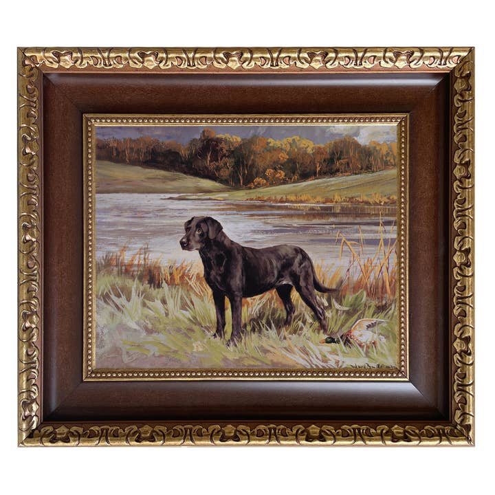 Madison Bay Co. - Historical Home Decor Reproductions - Wholesale Art Print - Labrador Retriever with Duck Framed Painting Print on Canvas82