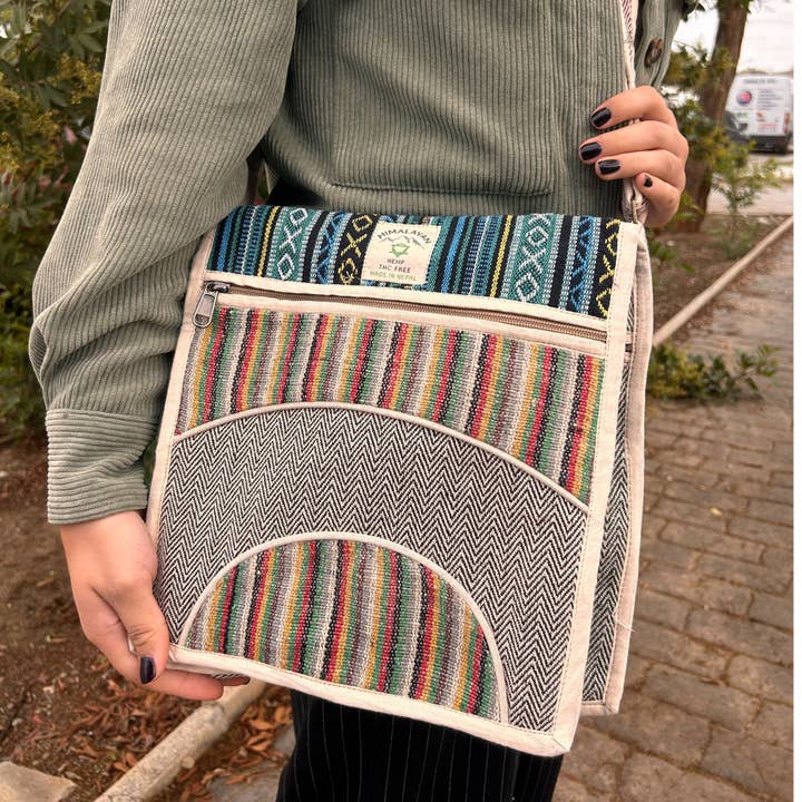 Ancient Wisdom - Wholesale Backpack - Unisex - Hemp Laptop Messenger Bag - Curves