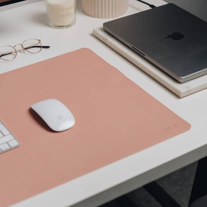 ULX Store - Vente Sous-main - Tapis de bureau premium couleur rose poudré2