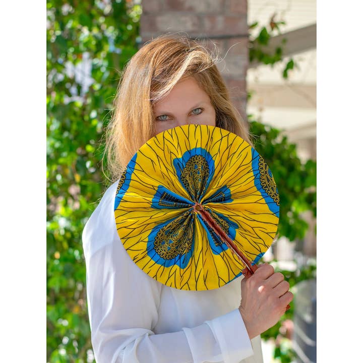 Ti-a Woven Goods - Wholesale Handheld Folding Fan - African Fabric Fan3