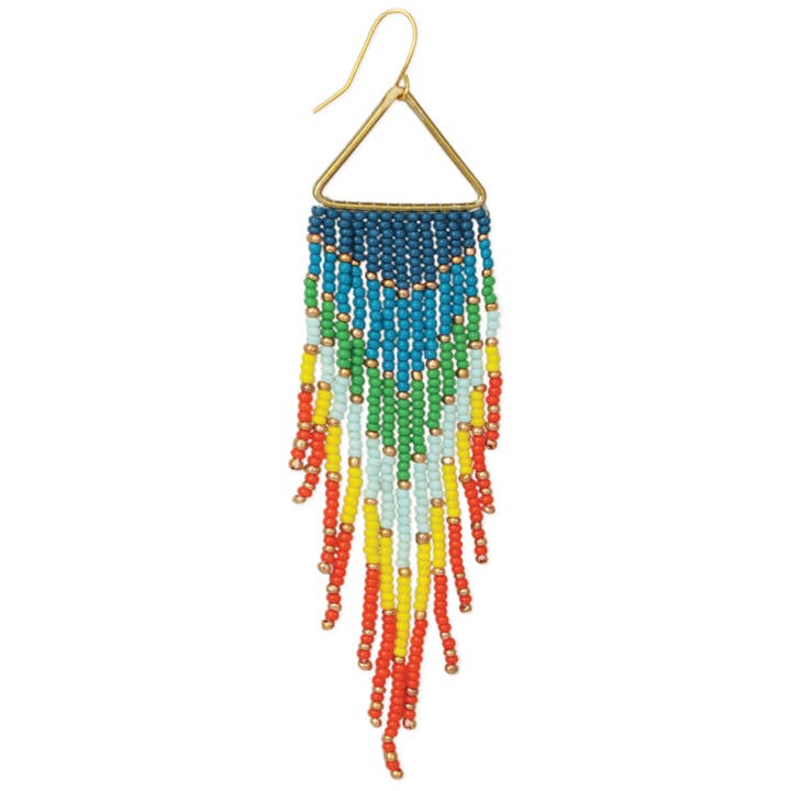 ZAD - Wholesale Tassel Earrings - Rainbow Cascade Seed Bead Fringe Earrings