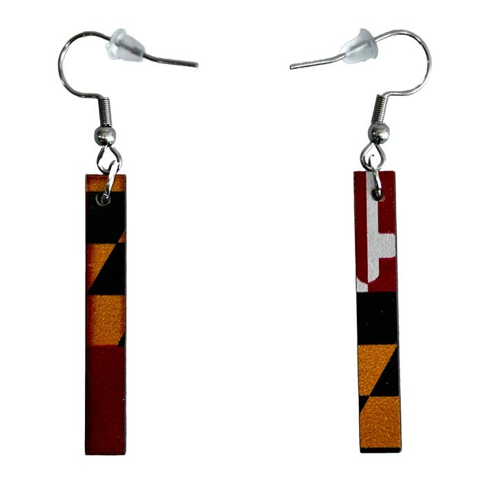 Maryland Flag Bar Dangle Earrings for wholesale by Keppel and Kismet, LLC