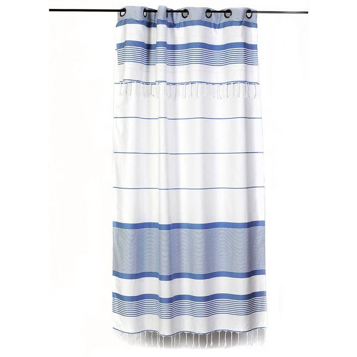 CARTHAGE verstelbaar gordijn wit/blauw voor wholesale door Fouta Futée