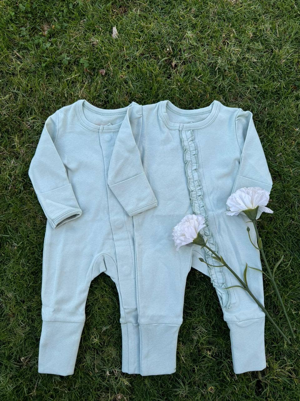 Uncommon Lane - Wholesale Onesie - Kids - Sage Finds Grow With Me Magnetic Onesie with Ruffles3