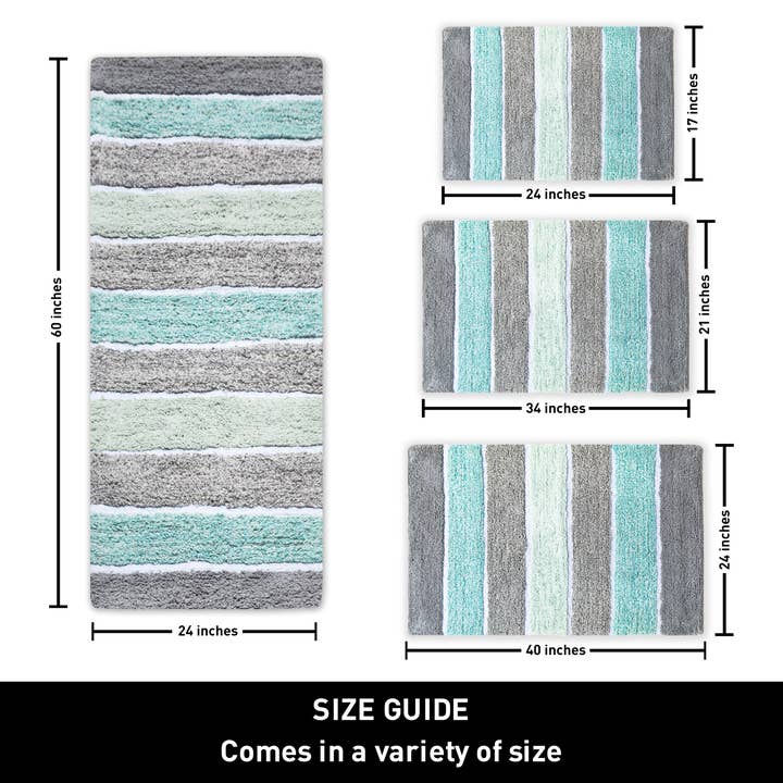 Gray Cordural Stripe Bath Rug cotton 17''x24''-Mint Green-Grey for wholesale on Faire