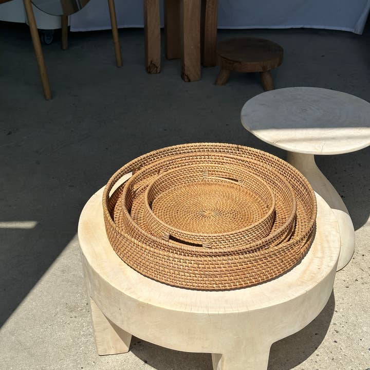 Office Objets - Wholesale Basket - Set of three handcrafted Indonesian wicker baskets in natural rattan (caramel)111