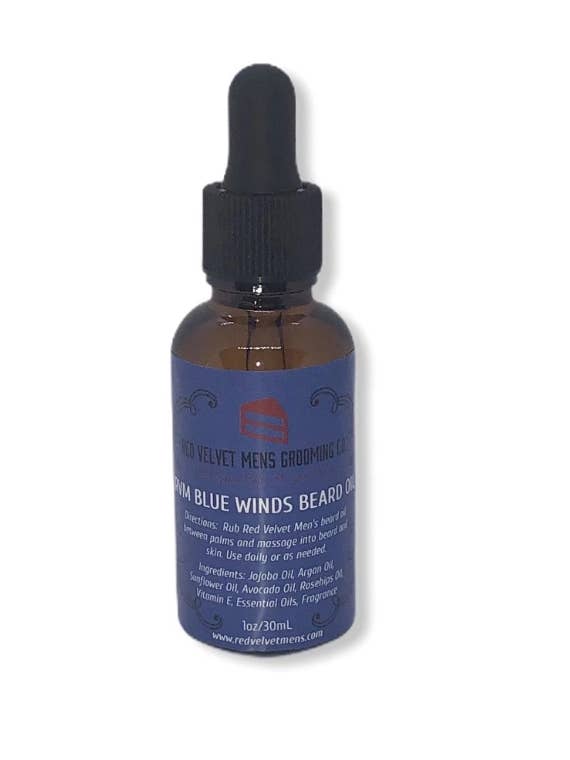 Blue Winds Beard Oil for wholesale by Red Velvet Mens Grooming Company