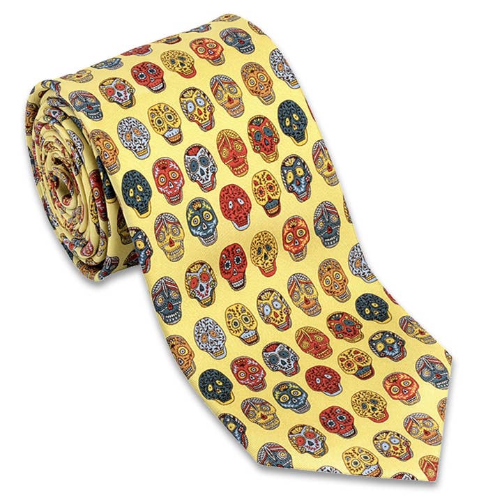 Day of the Dead Silk Necktie for wholesale by Josh Bach Limited