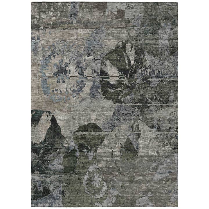 HomeRoots - Wholesale Area rug - 5X8 Gray Dark Green and Black Floral Indoor Outdoor Area Rug1