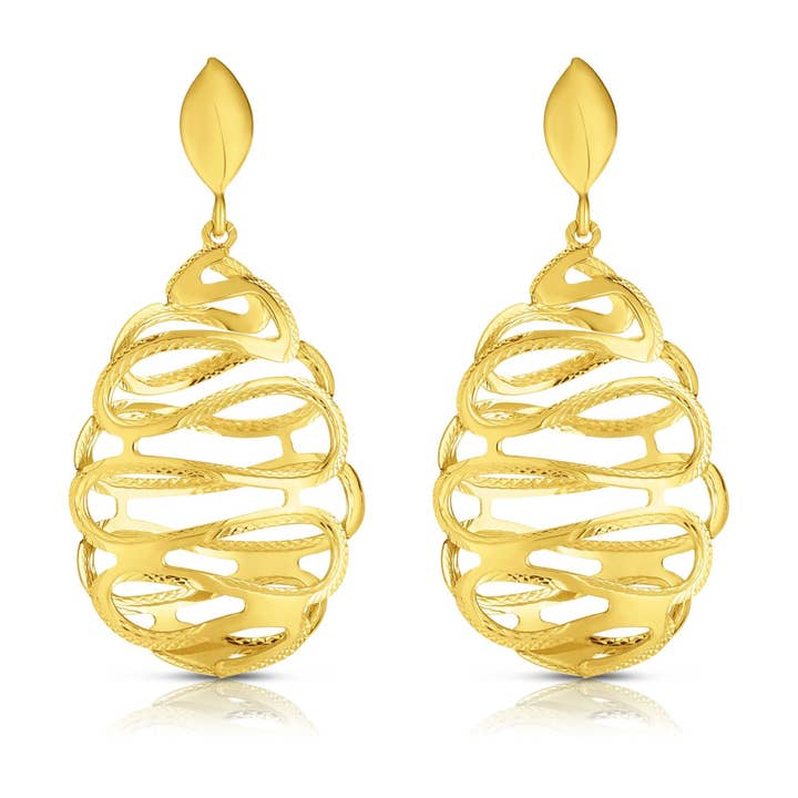 14kt Gold Yellow Finish Diamond Cut Earring with Push Back Clasp for wholesale by The Diamond Deal
