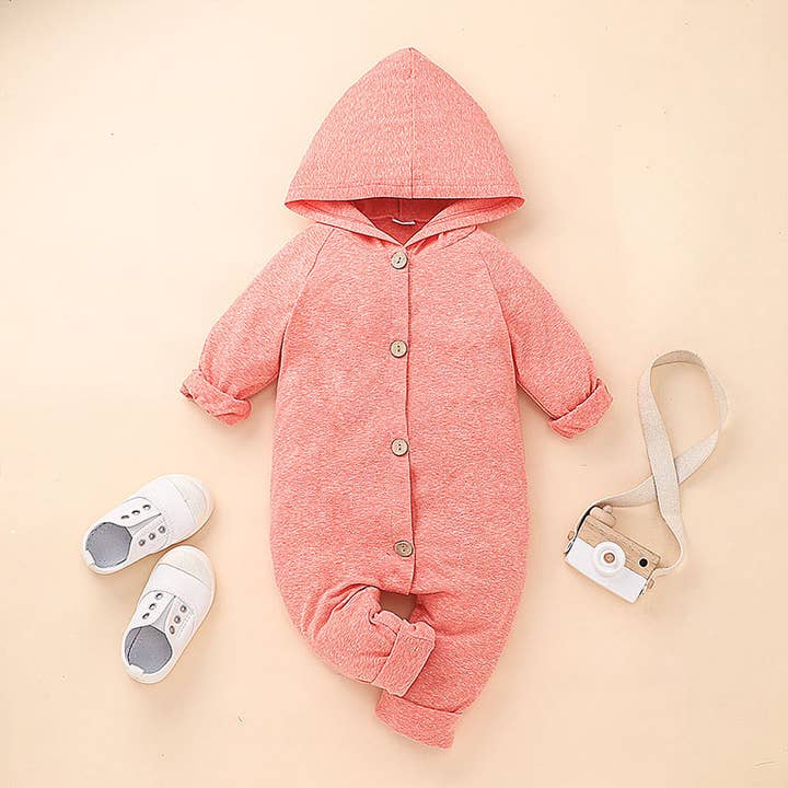 Tuta a maniche lunghe con cappuccio Baby Solid per la vendita all'ingrosso da parte di PatPat