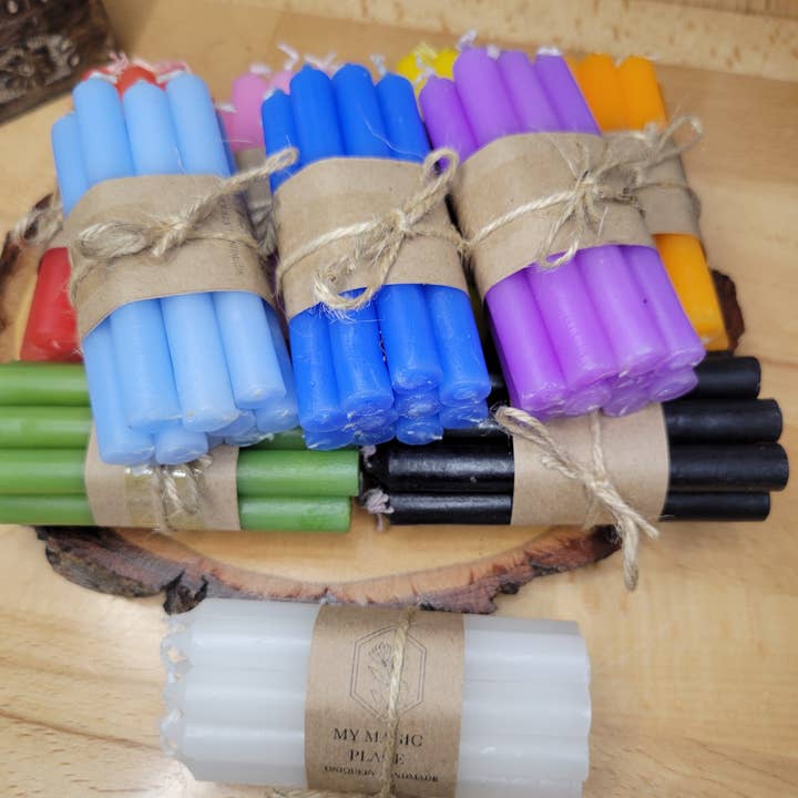 My Magic Place Shop - Wholesale Tapered Candle/Candlestick - Pack of 10 colored spell candles, Chime Candle 4 Inches7