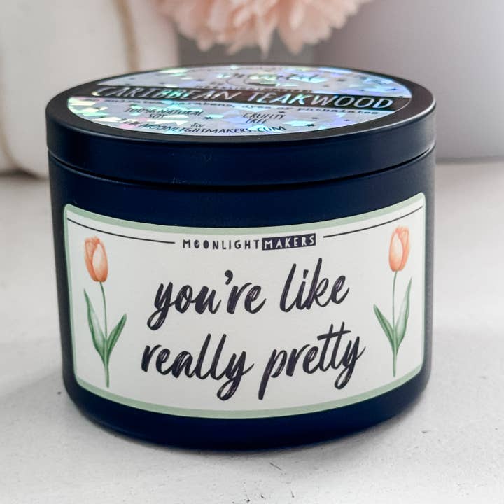 Moonlight Makers - Wholesale Jar/Filled Candle - Cute Natural Candle - You're Really Pretty - 100% Soy, 8oz 1