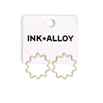 INK + ALLOY - Wholesale Stud/Post Earrings - Gretchen Zigzag Circle Earrings Brass Wholesale1